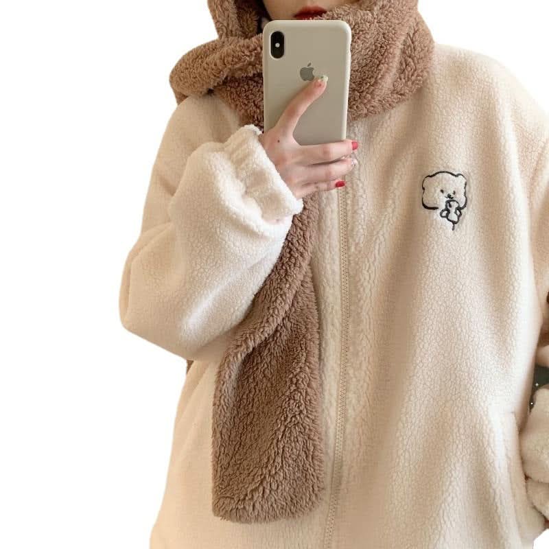 Damen Teddy-Fleece Jacke mit Reißverschluss
