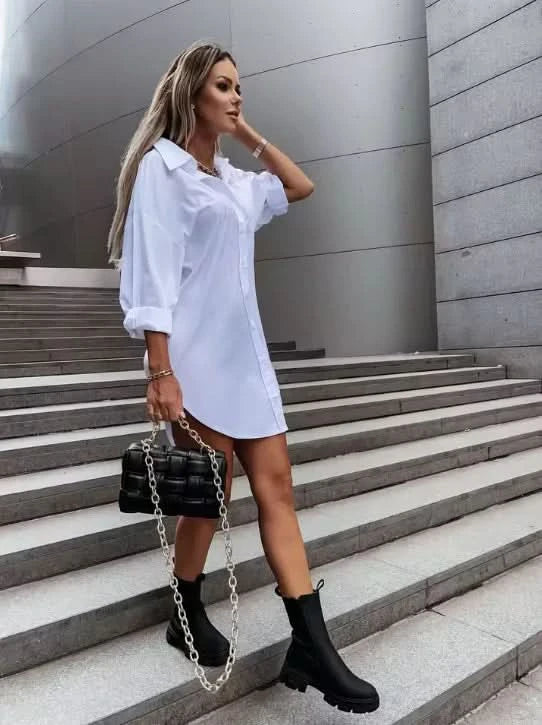 Hemdblusenkleid mit Knopfleiste