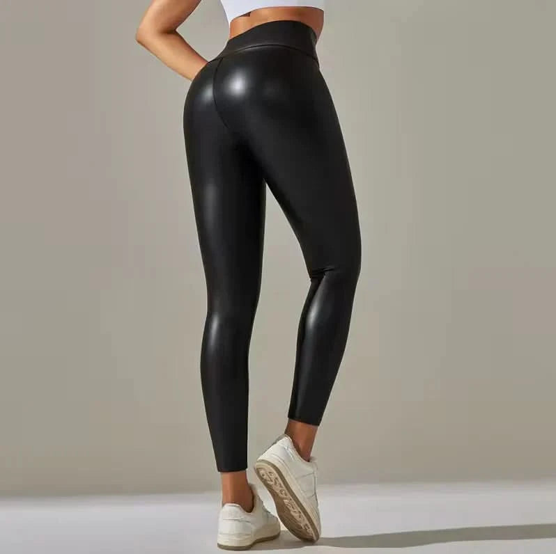 Leggings mit hohem Bund und Glanzoptik