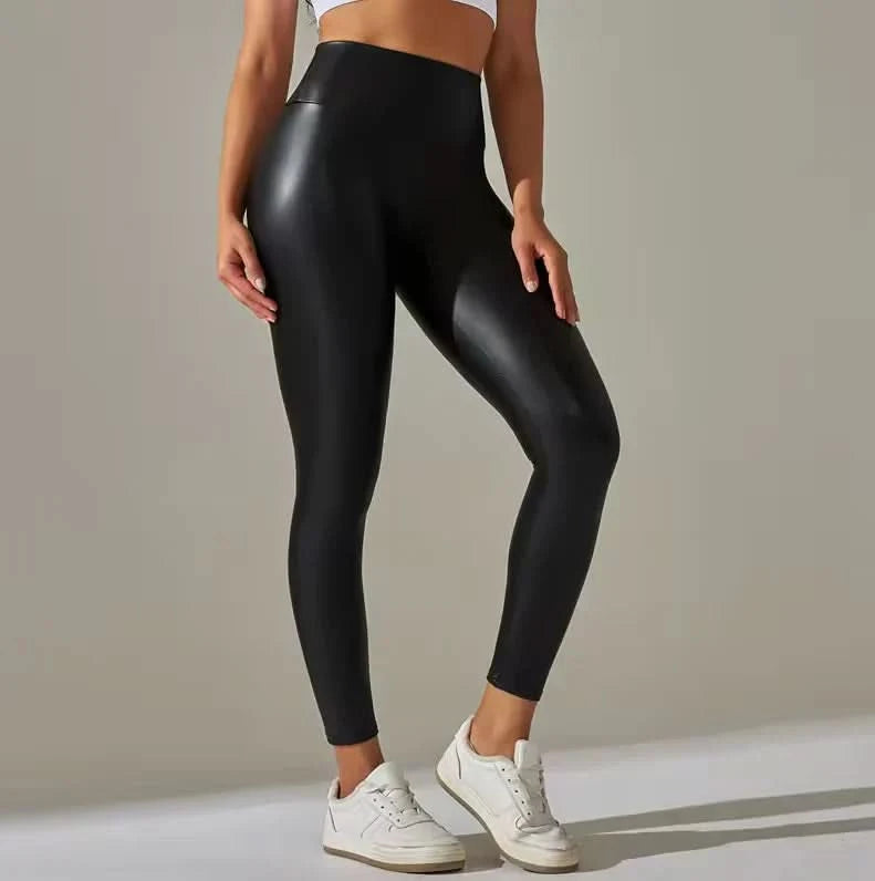 Leggings mit hohem Bund und Glanzoptik