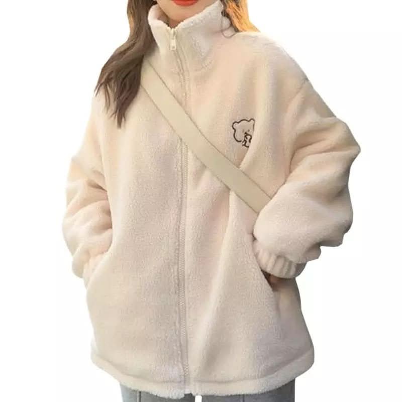 Damen Teddy-Fleece Jacke mit Reißverschluss
