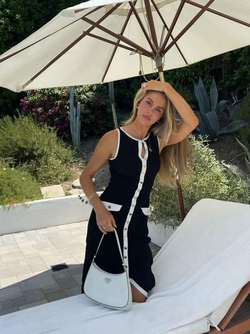Ärmelloses Maxikleid mit Knopfleiste und Taschen