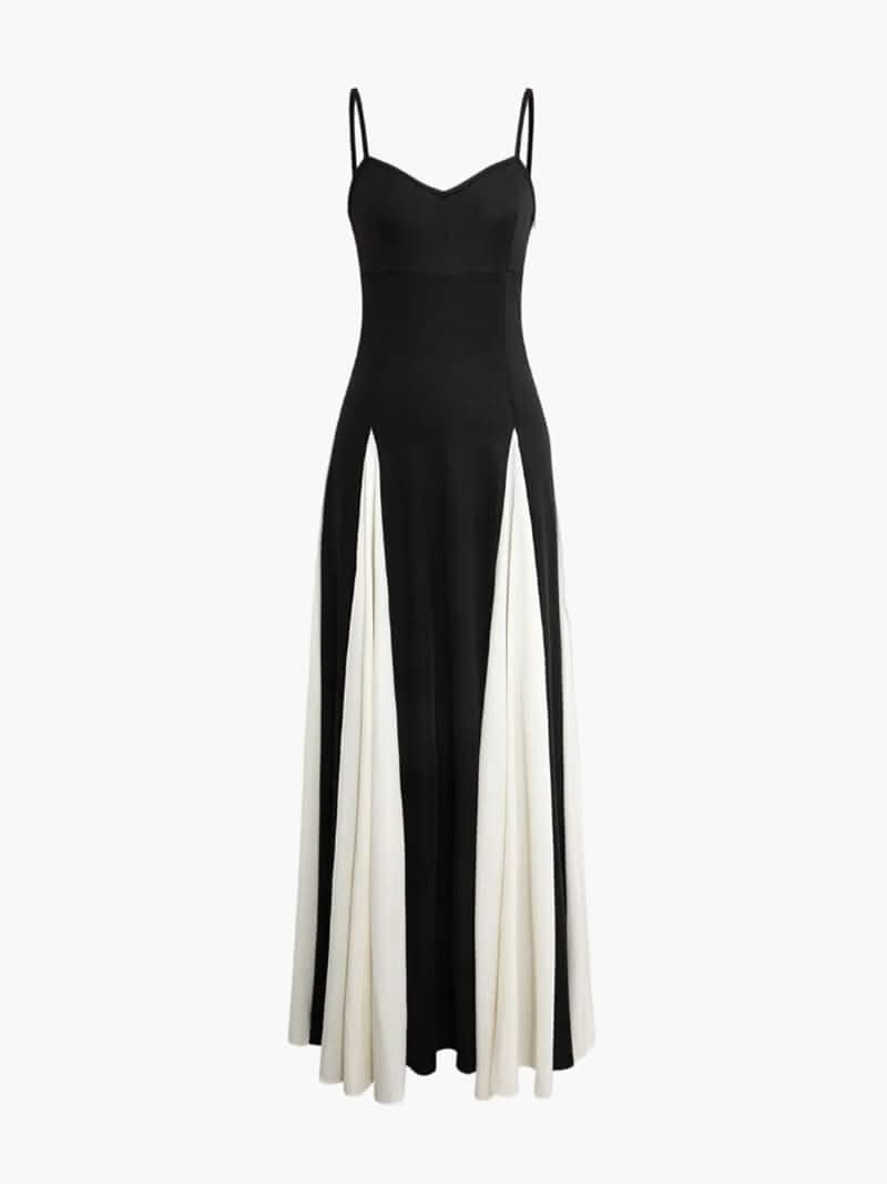 Abendkleid mit Trägern und zweifarbigem Rock