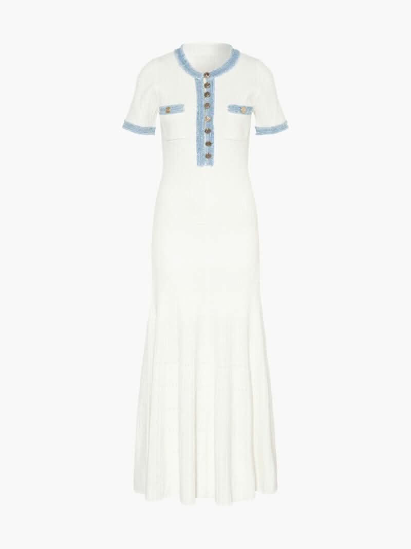 Maxikleid mit Hemdkragen und Kontrastdetails
