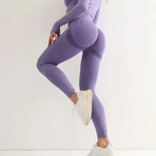 Nahtlose Leggings mit hohem Bund und Strukturmuster