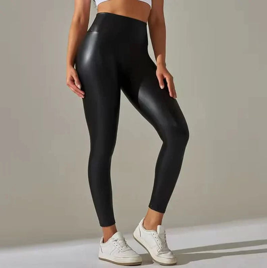 Leggings mit hohem Bund und Glanzoptik