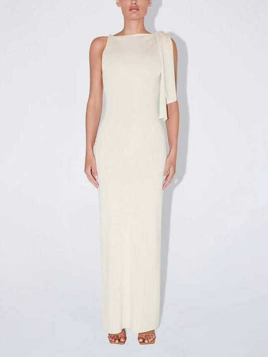 Langes One-Shoulder-Kleid mit schmalem Schnitt